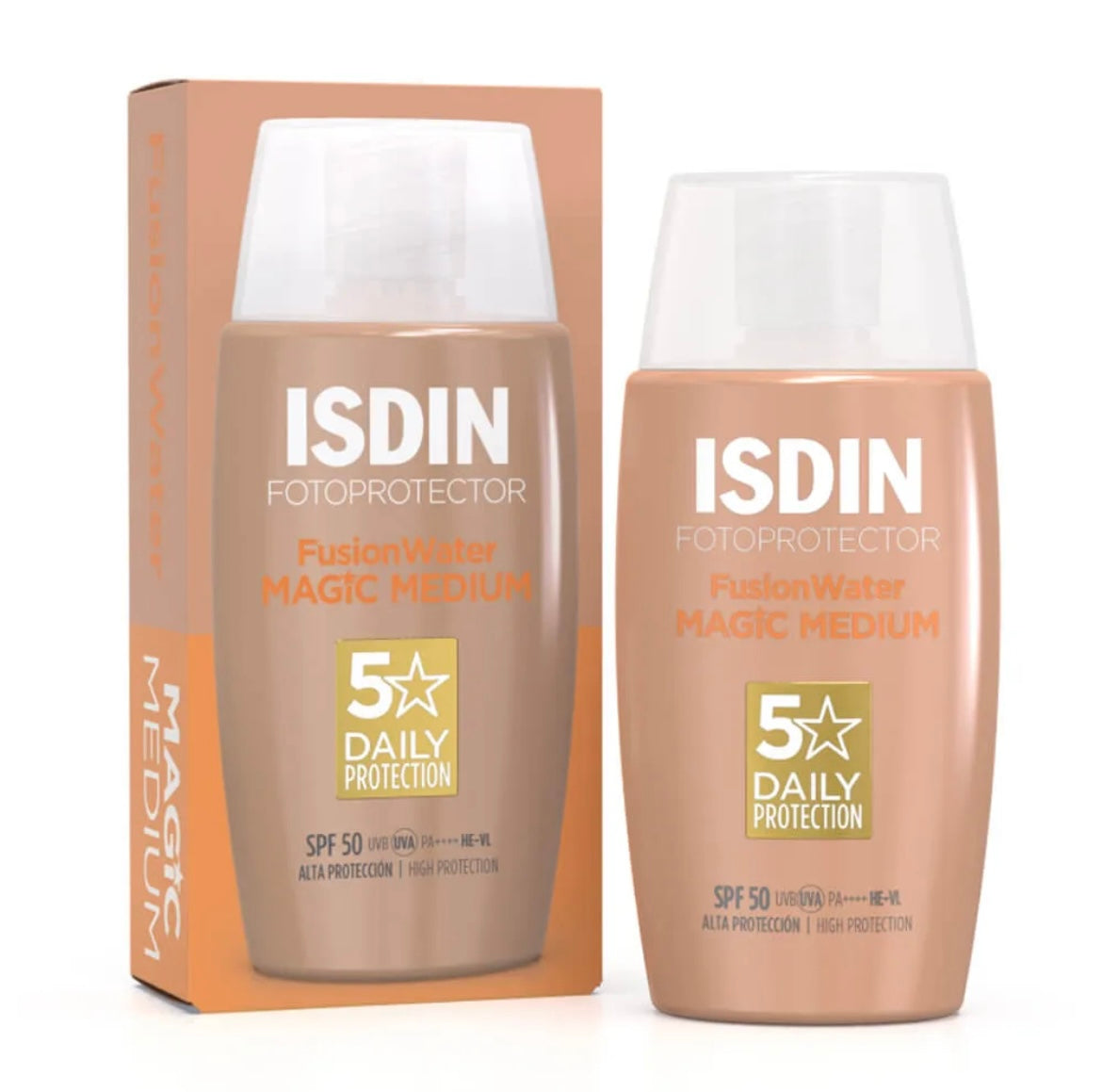 ISDIN Fusion Water Color Medium, SPF 50, textura Ultraligera, 50 Ml