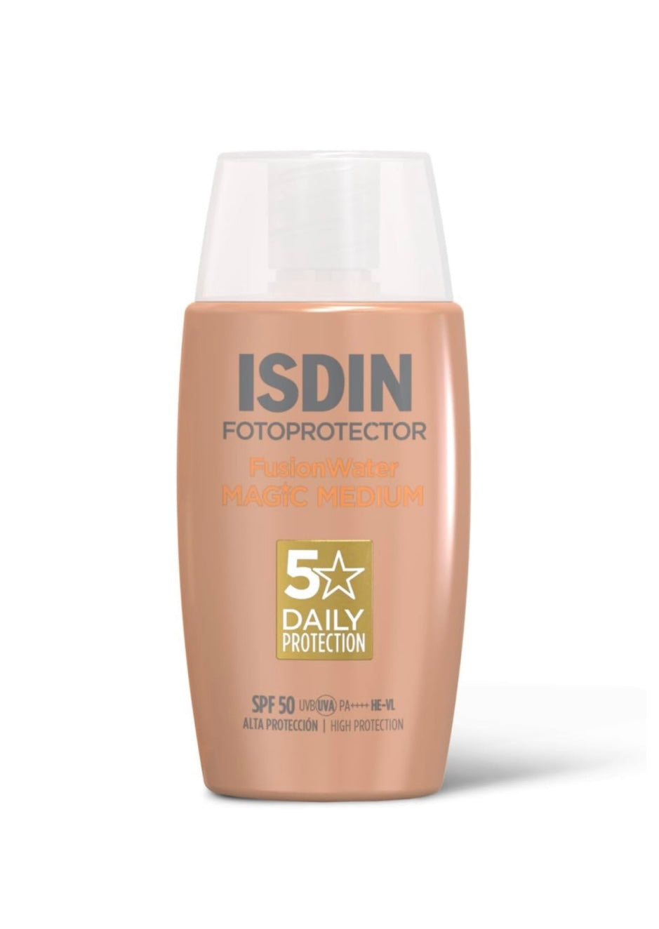 ISDIN Fusion Water Color Medium, SPF 50, textura Ultraligera, 50 Ml