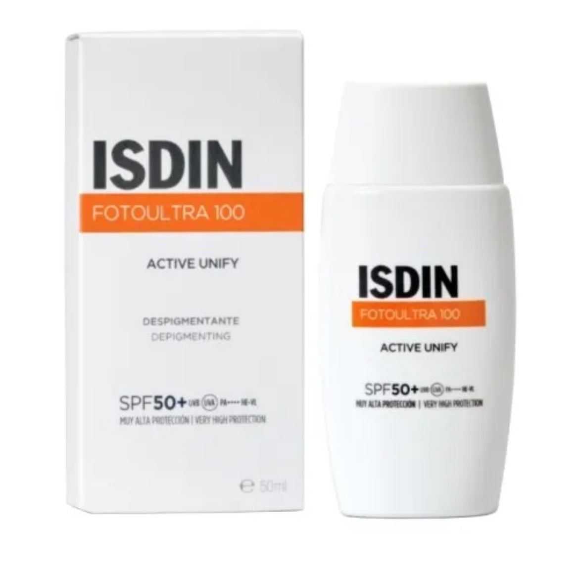 ISDIN Active Unify FotoUltra 100  SPF 50+ / Protector solar facial, Despigmentante, 50 ml