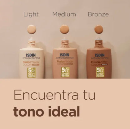 ISDIN Fusion Water Color Medium, SPF 50, textura Ultraligera, 50 Ml